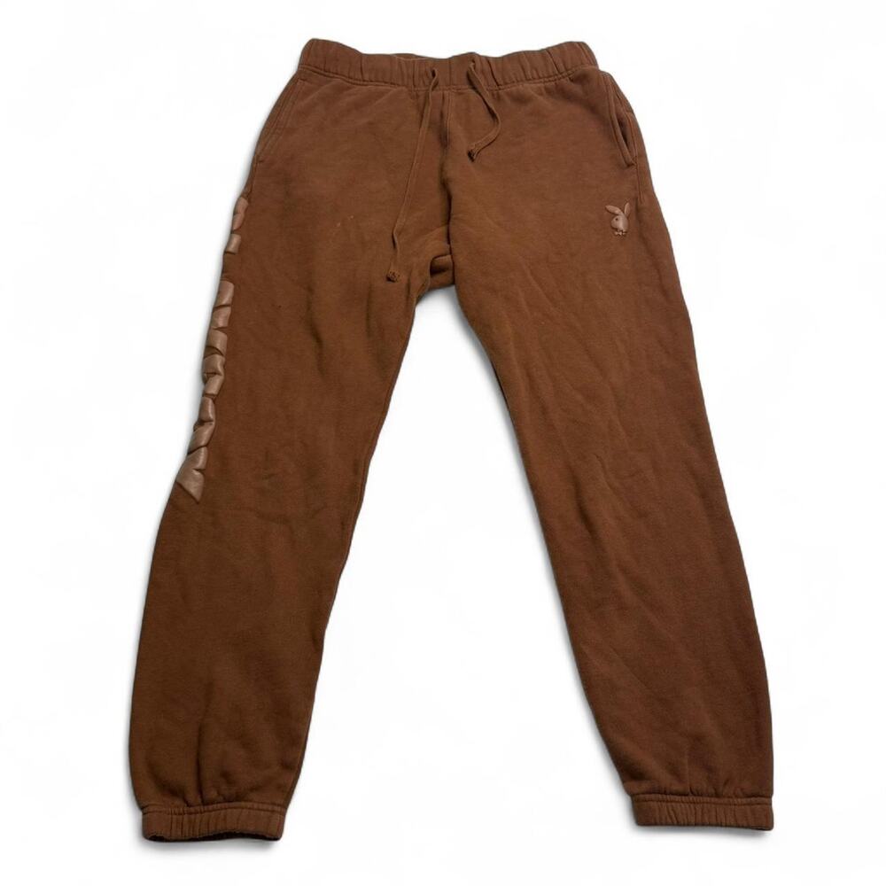 Playboy PacSun Brown Jogger Sweatpants Bunny Logo Size M